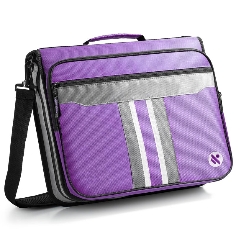 Kinbashi 2-Inch 3 Rings Zipper Binder, Holds 15-Inch Laptop/Tablet, Handle and Shoulder Strap Included, Violet - Image 1